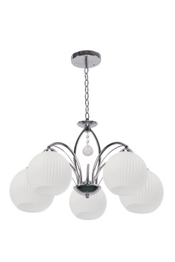 SANDRINE lampa wisząca chromowy 5x40W E27 klosz biały 35-52070