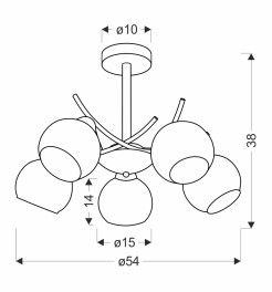 LUNORE lampa wisząca złoty 5x40W E27 klosz bursztynowy 35-52155