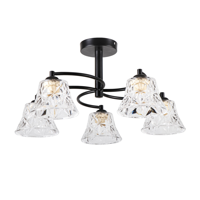 SUDAN lampa wisząca czarny 5x40W E27 klosz bezbarwny 35-56160