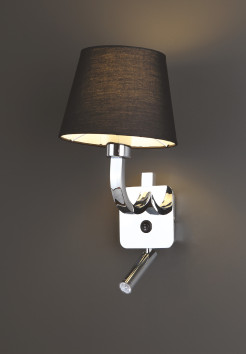 MAXLIGHT W0192 KINKIET DENVER Z LEDEM, CHROM + CZARNY  ABAŻUR