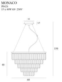 MAXLIGHT P0424 LAMPA WISZĄCA MONACO ZŁOTA Ø 60 cm