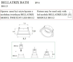 MAXLIGHT H0113 OPRAWA WPUSTOWA BELLATRIX BATH BIAŁA IP54- BEZ MODUŁU ŚWIETLNEGO LED H0112