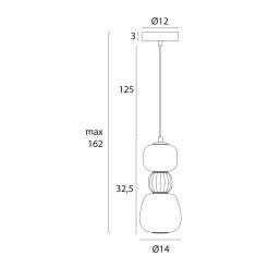 MAXLIGHT P0627 LAMPA WISZACA MODERN 13W, OPAL + LIGHT GREY

