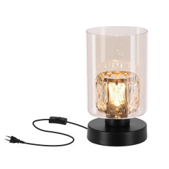 DUCATO lampka stołowa czarny 1x40W E27 klosz bursztynowy 41-51493