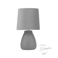 LILU lampka stołowa ceramiczna grafitowa 1x40W E14 abażur grafitowy 41-57204