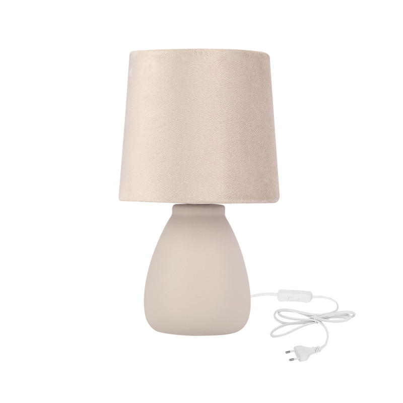 LILU lampka stołowa ceramiczna beżowa 1x40W E14 abażur beżowy 41-57211