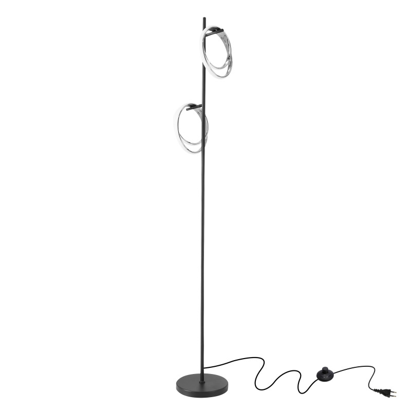 CROMA lampa podłogowa czarny+chromowy 2x12W LED 3000K osłonka biała 52-54159