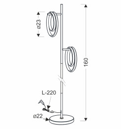 CROMA lampa podłogowa czarny+chromowy 2x12W LED 3000K osłonka biała 52-54159