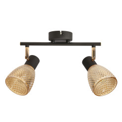 AXEL lampa sufitowa listwa czarny 2x40W E14 klosz bursztynowy 92-54791