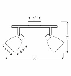 JEFFREY lampa sufitowa listwa chromowy 2x40W G9 klosz dymiony 92-54852