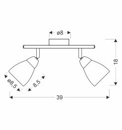 ESTELLO lampa sufitowa listwa chromowy 2x40W G9 klosz dymiony 92-55002