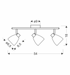 JEFFREY lampa sufitowa listwa chromowy 3x40W G9 klosz dymiony 93-54869