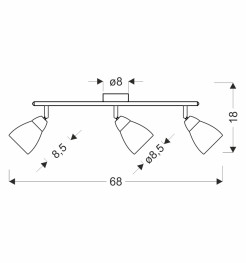 ESTELLO lampa sufitowa listwa chromowy 3x40W G9 klosz dymiony 93-55026