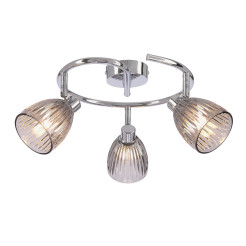 JEFFREY lampa sufitowa spirala chromowy 3x40W G9 klosz dymiony 98-54913