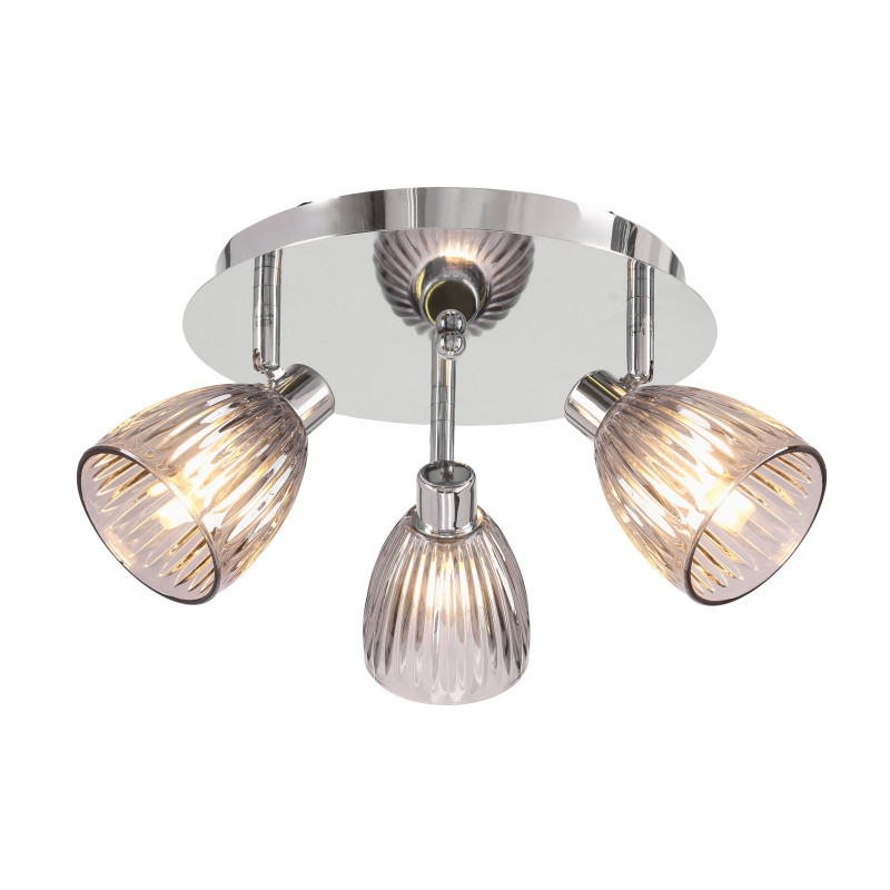 JEFFREY lampa sufitowa plafon chromowy 3x40W G9 klosz dymiony 98-54944