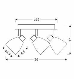 JEFFREY lampa sufitowa plafon chromowy 3x40W G9 klosz dymiony 98-54944