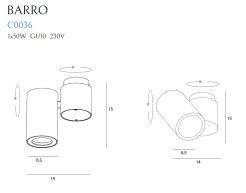 MAXLIGHT C0036 LAMPA SUFITOWA BARRO I BIAŁA