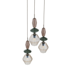 ZEN NEW BROWN FUSO COGNAC LAMPA WISZĄCA 3XE14 KOŁO 11867