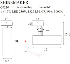 MAXLIGHT C0210 LAMPA SUFITOWA SHINEMAKER CZARNA- ŚCIEMNIALNA