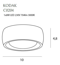 MAXLIGHT C0204 PLAFON KODAK II BLACK, 7,7W