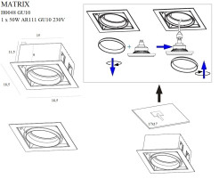 MAXLIGHT H0048 OPRAWA WPUSTOWA MATRIX I CZARNA AR111 GU10 230V