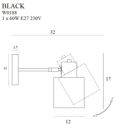 MAXLIGHT W0188  KINKIET BLACK