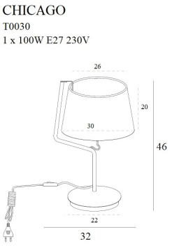 MAXLIGHT T0030 LAMPA STOŁOWA CHICAGO CHROM + BIAŁY  ABAŻUR
