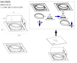 MAXLIGHT H0059 OPRAWA WPUSTOWA MATRIX I BIAŁA AR111 GU10 230V