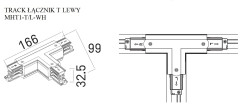 MAXLIGHT MHT1-T/L-WH TRACK ŁĄCZNIK T" lewy biały"