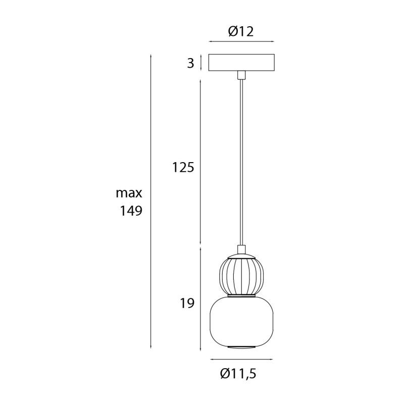 MAXLIGHT P0624 LAMPA WISZACA MODERN 5W, OPAL + LIGHT GREY