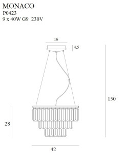 MAXLIGHT P0423 LAMPA WISZĄCA MONACO ZŁOTA Ø 42 cm