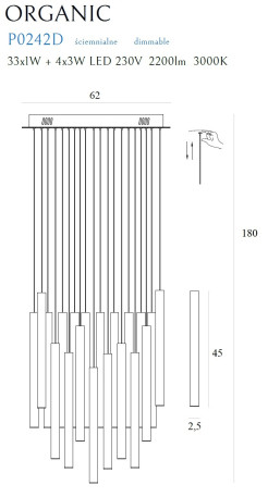 MAXLIGHT P0242D LAMPA WISZĄCA ORGANIC 33x1 ZŁOTA ŚCIEMNIALNA
