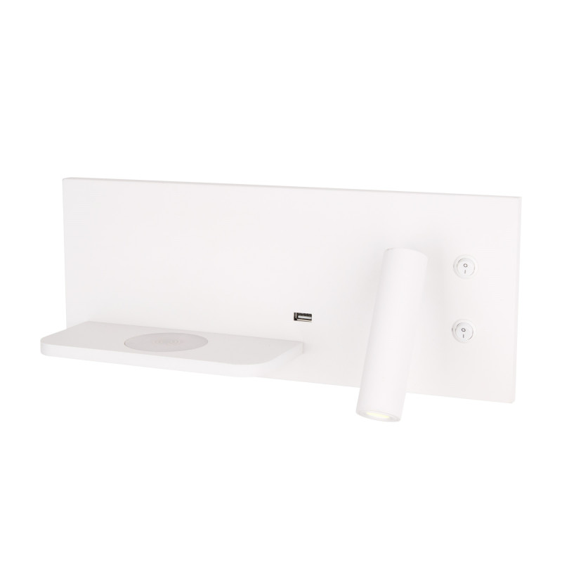MAXLIGHT W0291L KINKIET SUPERIOR Z GNIAZDEM USB I ŁADOWARKĄ INDUKCYJNĄ BIAŁY