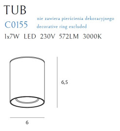 MAXLIGHT C0211 LAMPA SUFITOWA TUB OKRĄGŁY CZARNY + PIERŚCIEŃ OZDOBNY ZŁOTY RC0155/C0156 GOLD