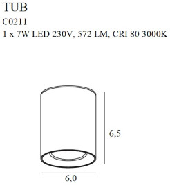 MAXLIGHT C0211 LAMPA SUFITOWA TUB OKRĄGŁY CZARNY + PIERŚCIEŃ OZDOBNY ZŁOTY RC0155/C0156 GOLD